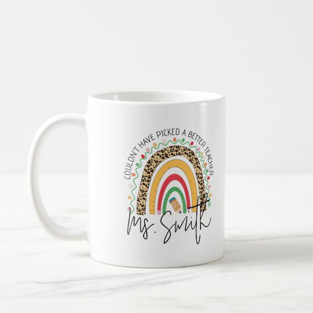 School Teacher Rainbow Custom Thank your Gift Kaffeetasse (Links)