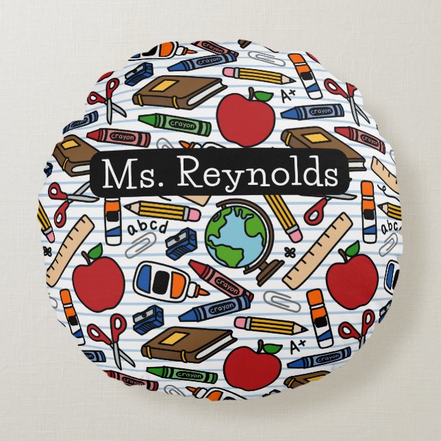 School Teacher Rundes Kissen (Vorderseite)