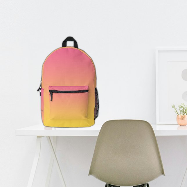 School Yellow Ombre Individuelle Name Bedruckter Rucksack (Von Creator hochgeladen)