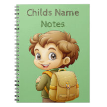 Schoolboy mit Rucksack-Anmerkungen Notebook