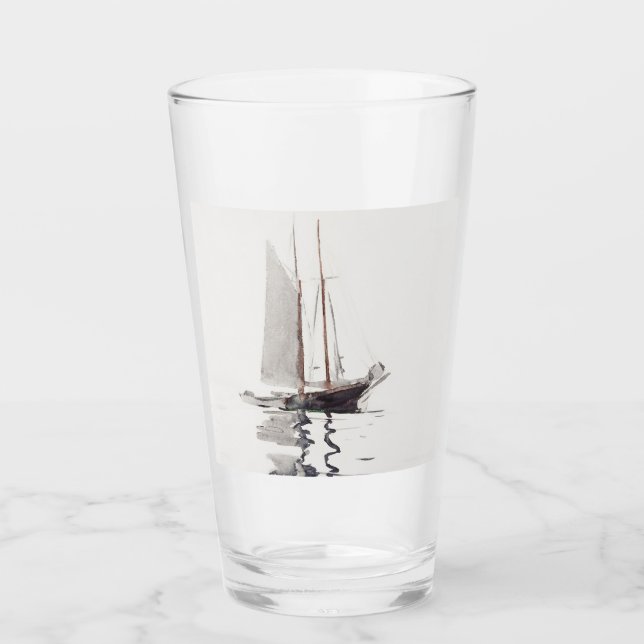 Schöoner mit zwei Masten mit Dory von Winslow Home Glas (Vorderseite)