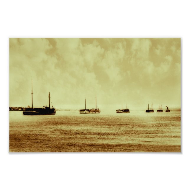 Schooners am St. Clair River Vintag Michigan Fotodruck (Vorne)