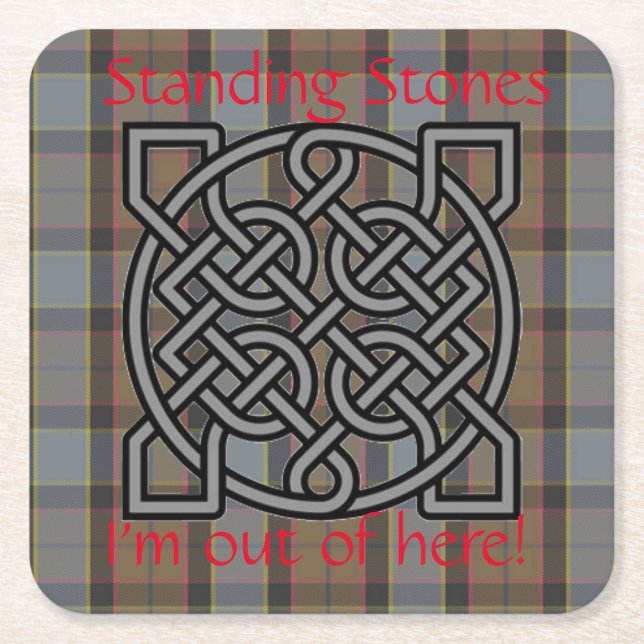 Schotte des Highlander Kariert Celtic Knot Tasse C Rechteckiger Pappuntersetzer (Vorderseite)