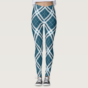 Schottenmuster in blau-weißen Leggings