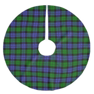 Schottisch-blau-grüner Tartan Polyester Weihnachtsbaumdecke