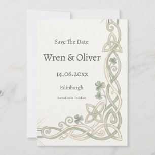 Schottisch-irische Shamrock-Distel-Hochzeitseinlad Save The Date