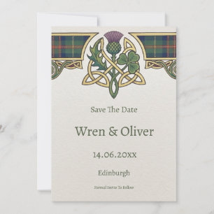 Schottisch-irische Shamrock-Distel-Karte zur Voran Save The Date