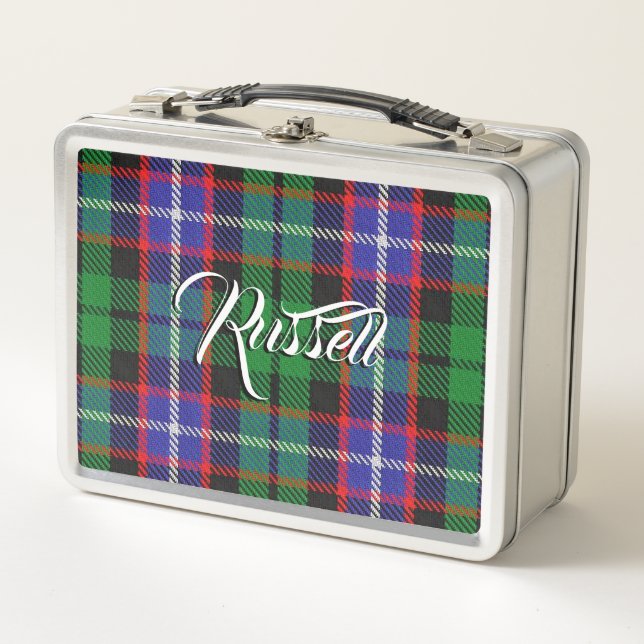 Schottisch isst! Clan Russell Tartan Kariert Metall Lunch Box (Vorderseite)