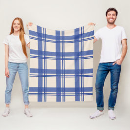 Schottisch Kariert Blau Creme Fleecedecke