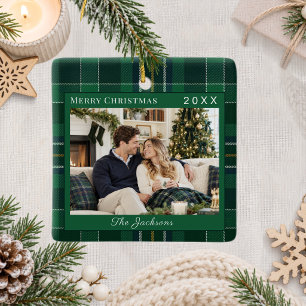 Schottisch Kariert Grün Foto Weihnachten Keramikornament