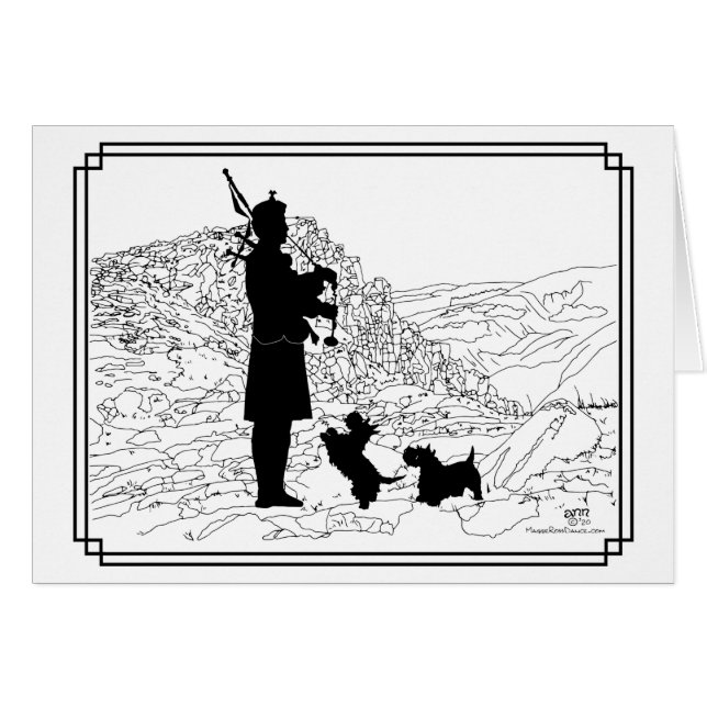 Schottische Bagpipe und schottische Terriers (Vorderseite (Horizontal))