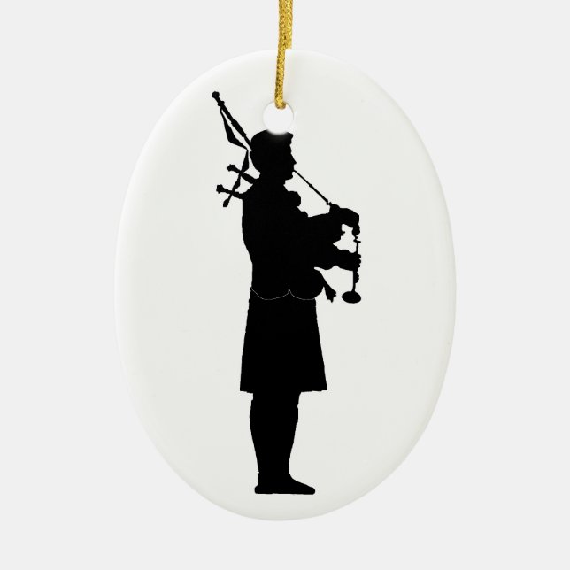 schottische Bagpiper-Silhouette Keramik Ornament (Vorne)