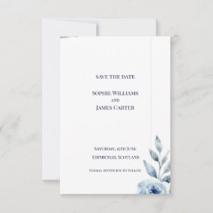 Schottische Blaue Blatt Botanische Minimale Hochze Save The Date