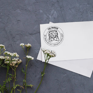 Schottische Cat Family Rücksendeadresse Gummistempel