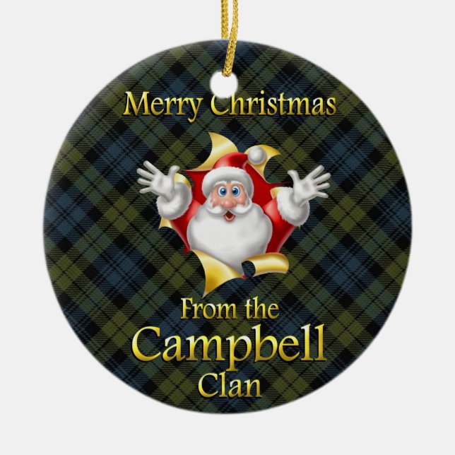Schottische Clan-Campbell-Weihnachtsverzierung Keramikornament (Vorne)