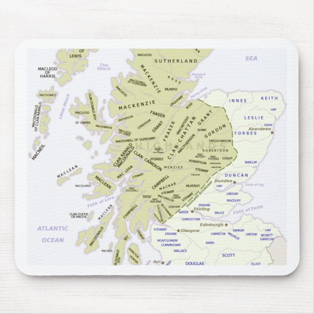Schottische Clan-Karte von Schottland Mousepad (Vorne)