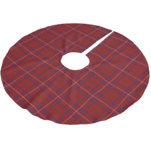 Schottische Clan-Rosemoderner roter Tartan Polyester Weihnachtsbaumdecke