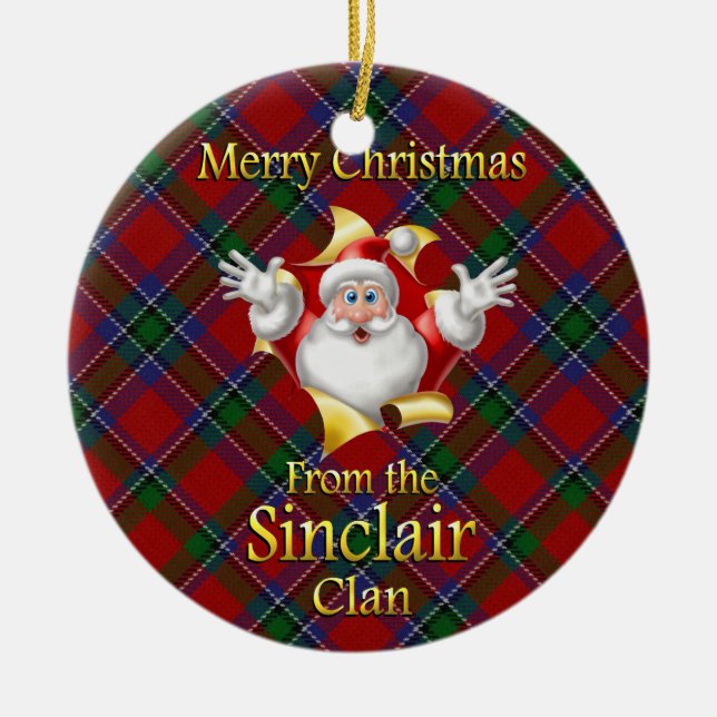 Schottische Clan-Sinclair-Weihnachtsverzierung Keramikornament (Vorne)