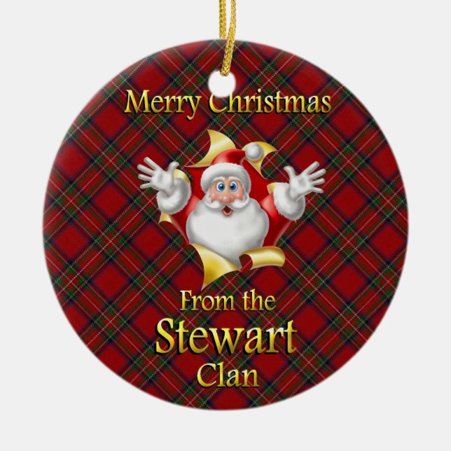 Schottische Clan-Stewart-Weihnachtsverzierung Keramikornament (Vorne)