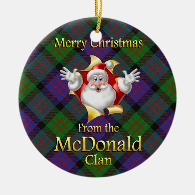Schottische Clanmcdonald-Weihnachtsverzierung Keramikornament (Vorne)