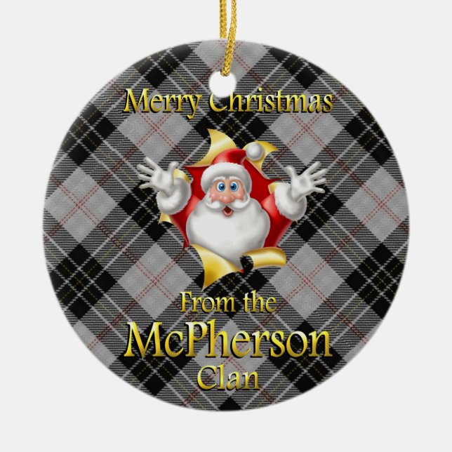 Schottische Clanmcpherson-Weihnachtsverzierung Keramik Ornament (Vorne)