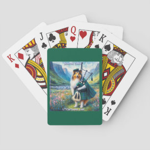 Schottische Collie-Serenade – Dudelsack und Tartan Spielkarten