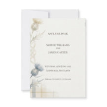 Schottische Distel-Aquarell-Hochzeitseinladungskar