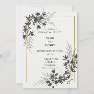 Schottische Distel-Hufeisen-Hochzeitseinladung Einladung