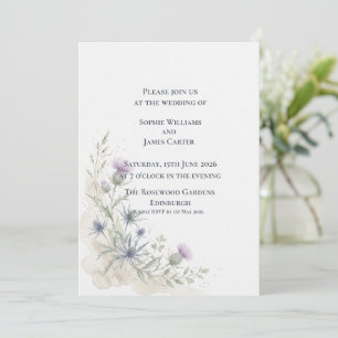 Schottische Distel-See-Holly-Wildblumen-Hochzeit Einladung