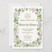 Schottische Distel-Wildblumen-Erbe-Hochzeitseinlad