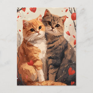 Schottische Falten Katzen Valentinstag Postkarte
