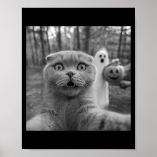 Schottische Faltohrkatze Selfie Geist Trick-or-Tre Poster