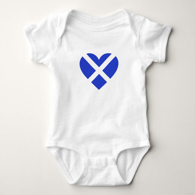 Schottische Flagge-inspirierte Herzen Schottlands Baby Strampler (Vorderseite)