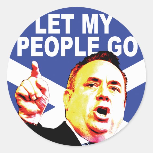 Schottische Flagge mit Alex Salmond Runder Aufkleber (Vorderseite)