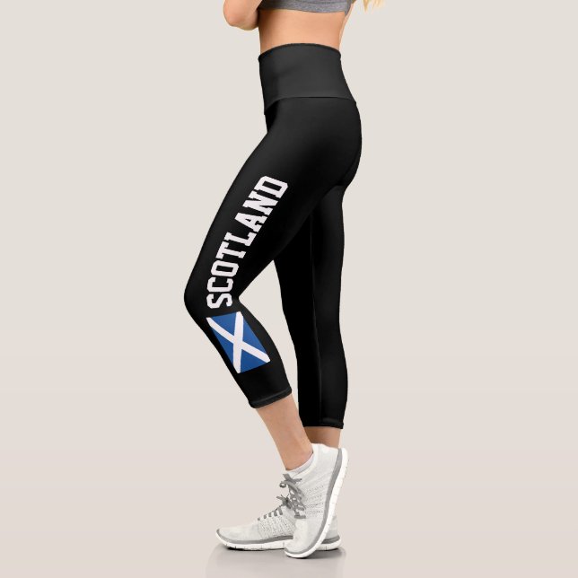 Schottische Flagge mit hoher Taillenspitze Capri Leggings (Links)