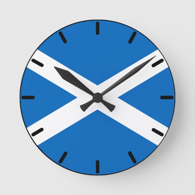 Schottische Flagge Schottlands Saint-Andrew's Cros Runde Wanduhr (Vorderseite)