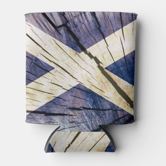 Schottische Flagge - Tree Trunk Wood Dosenkühler (Vorderseite)