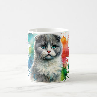 Schottische Fold-Bicolor-Katze Aquarell Kaffeetasse
