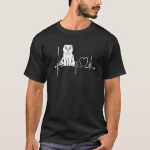 Schottische Fold-Katze Herzschlag EKG Katzen & Kät T-Shirt