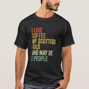 Schottische Fold-Katze Kaffee-Zitat Vintage T-Shirt