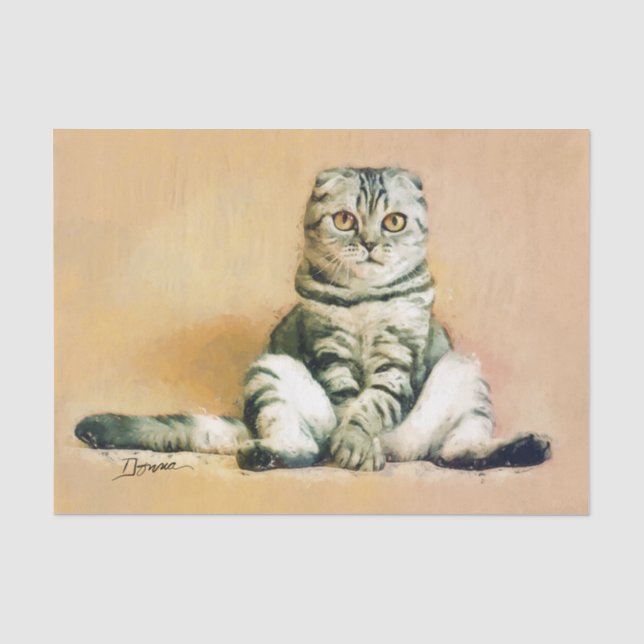 Schottische Folkkatze Sitzportrait Seidenpapier (Vorderseite)