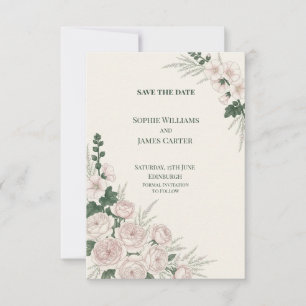 Schottische-Garten-Erbstück-Malven-Hochzeit Save The Date