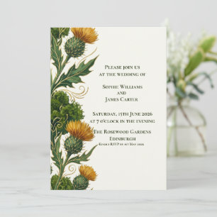 Schottische Gelbe Distel Goldene Wirbel Hochzeit Einladung