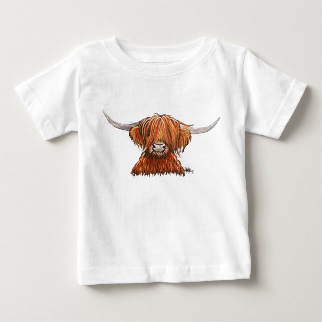 Schottische Hairy Highland Kuh ' HARLEY '. Baby T-shirt (Vorderseite)
