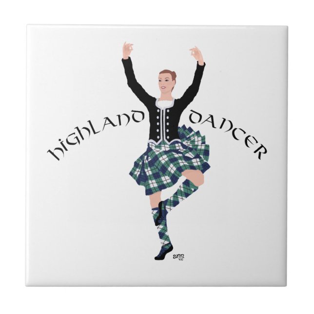 Schottische Highland-Tänzerin - Fling Fliese (Vorderseite)