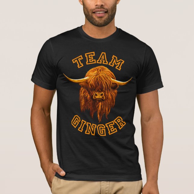 Schottische Hochland-Kuh feiert Team-Ingwer T-Shirt (Vorderseite)