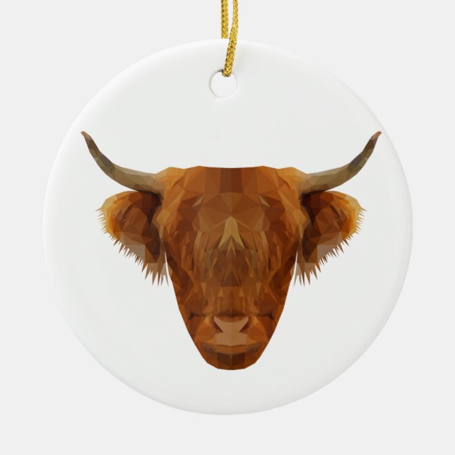 Schottische Hochland-Vieh-Schottland-Tier-Kuh Keramik Ornament (Vorne)