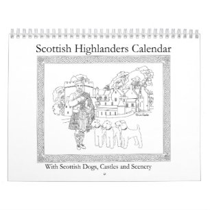 Schottische Hochländer, Schlösser und Hunde Kalender