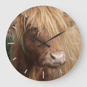 Schottische Hochlandkuh Große Wanduhr