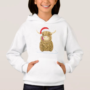 Schottische Hochlandkuh im Weihnachtsschnee Hoodie